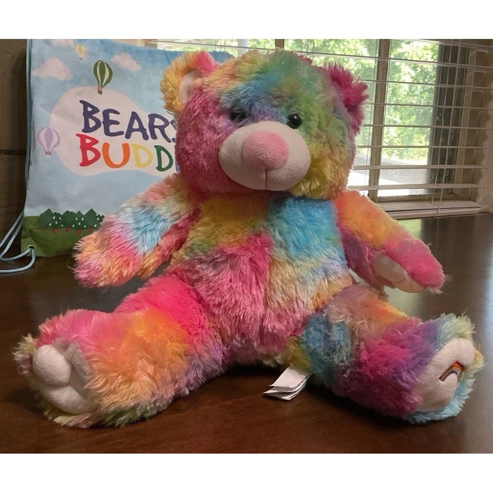 The Bear Factory Rainbow Tie Dye Teddy Bear 11" Height 14" Wide
